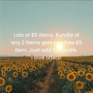 Bundle 2 items, add any $5 item for free! Don’t like the price! send an offer.